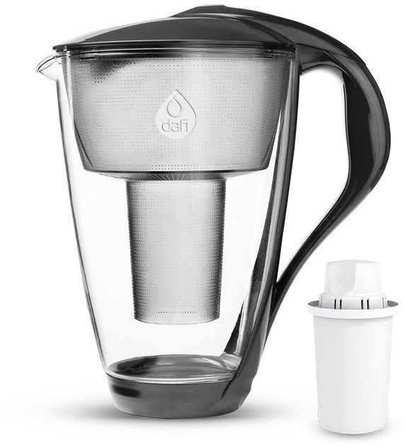 Szklany dzbanek Dafi CRYSTAL czarny Classic +butelka szafirowa 0,5 barwiona