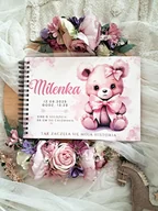 Pamiątka Chrztu Świętego - MIŚ RÓZOWY album pamiątka chrztu, roczek, narodziny, - miniaturka - grafika 1