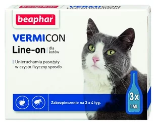 Beaphar VERMICON Line-on Kot pipeta 3 x 1ml) - Artykuły przeciw pasożytom - miniaturka - grafika 1