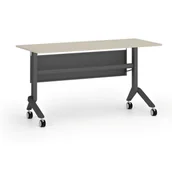 Biurka - Mobilny stół PRIMO MOVE, 1400 x 600 mm, podstawa czarna, brzoza - miniaturka - grafika 1