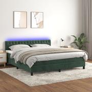 Łóżka - Łóżko kontynentalne z materacem i LED zielony aksamit 180x200cm Lumarko! - miniaturka - grafika 1