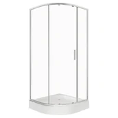 Kabiny prysznicowe - Kabina prysznicowa z brodzikiem Solid RPS 80 CHR szkło transparentne 6 mm, profole chrom KERRA - miniaturka - grafika 1