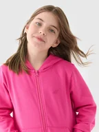Bluzy dla dziewczynek - 4F Bluza dresowa rozpinana z kapturem dziewczęca - różowa 164 (13-14 lat) - miniaturka - grafika 1