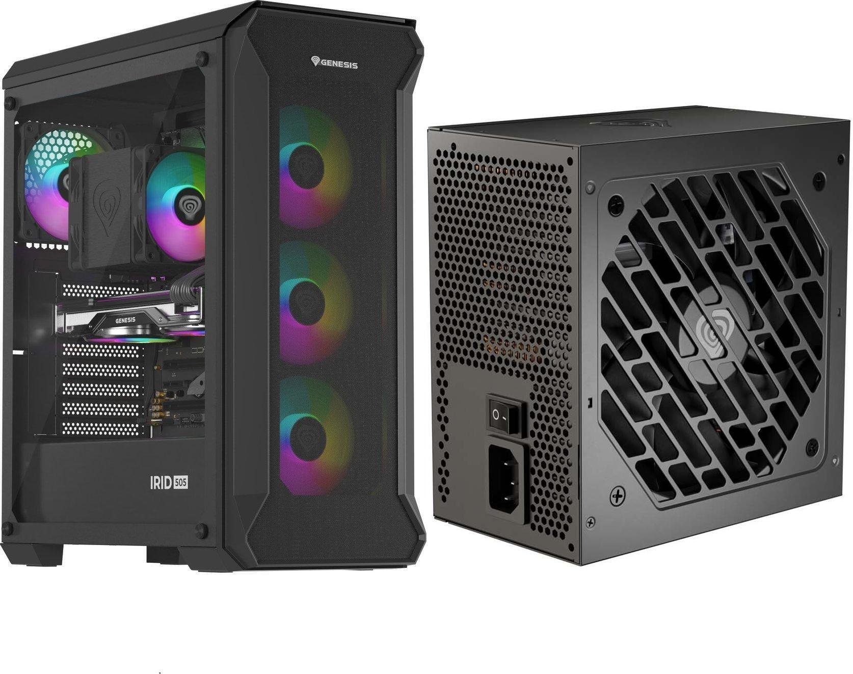 Obudowa GENESIS Obudowa GENESIS IRID 505 ARGB V2 NPC-1518 + Zasilacz GENESIS Nihon 750NM Czarny 750W NGP-2368