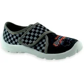 Buty dla chłopców - Szare chłopięce kapcie na rzep do szkoły Befado 974Y540 Danny - miniaturka - grafika 1