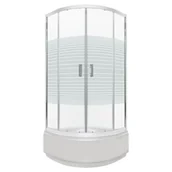 Kabiny prysznicowe - Kabina natryskowa Madera Str 80 GL SOLO, półokrągła, 80x80x204cm z brodzikiem, profil chrom - miniaturka - grafika 1