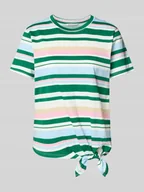Koszulki i topy damskie - T-shirt o kroju regular fit z wiązanym detalem - miniaturka - grafika 1