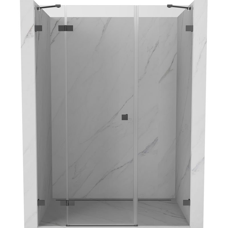 Mexen Lunar drzwi prysznicowe uchylne lewe 155 cm, transparent, gun metal - 834S-155-050-95-00-L