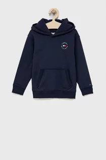 Bluzy damskie - Tommy Hilfiger Bluza dziecięca kolor granatowy z kapturem gładka - grafika 1