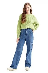 DeFacto Sweter normalny krój dla kobiet - sweter z golfem na topy damski (LT.Green, XL), zielony, XL - Swetry damskie - miniaturka - grafika 1