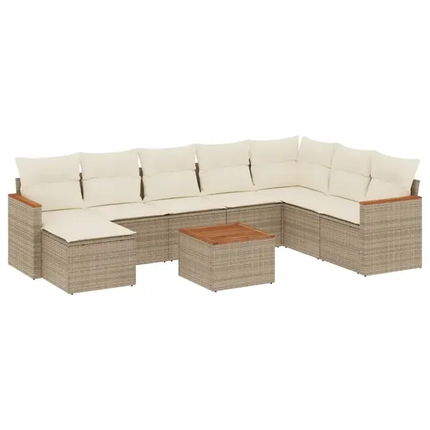 Zestaw mebli ogrodowych modułowych 8-elementowy, beżowy, rattan PE, 62 x