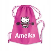 Plecaki worki - Worek Szkolny Na Buty Workoplecak Na WF Do Przedszkola Hello Kitty Kotek 1 - miniaturka - grafika 1