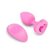 Korki analne - b-Vibe Vibrating Heart Plug S/M Pink - miniaturka - grafika 1