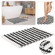 Dywaniki łazienkowe - Szaro-biała Mata/Dywanik Łazienkowy Pleciony 50x80 cm - CHŁONNA Pluszowa Mikrofibra, WYSOKA Gramatura - miniaturka - grafika 1