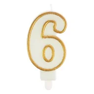 Urodziny dla dorosłych - Świeczka cyfra 6 biało-złoty - miniaturka - grafika 1