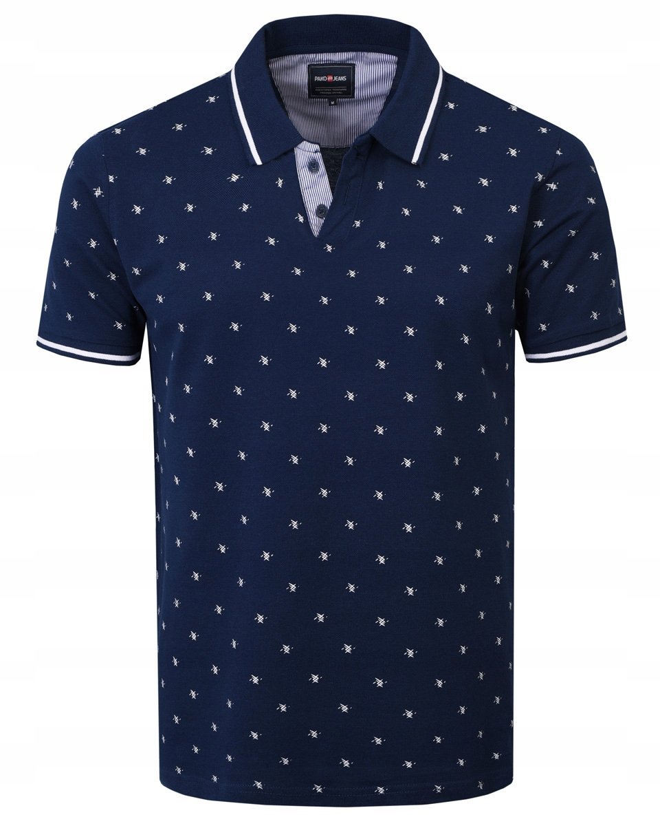 POLO Koszulka Męska GRANATOWA Gruba Bawełna VISION Elegancka Pako Jeans