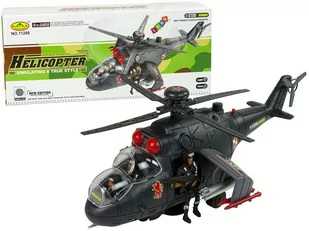 Helikopter czarny światło dźwięk - Leantoys - Samoloty i helikoptery - miniaturka - grafika 1
