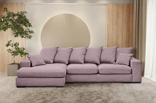 Sofa w kształcie L GABON narożnik z funkcją spania Riviera fioletowy lewy - Narożniki - miniaturka - grafika 1