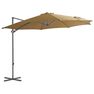 Parasole ogrodowe - vidaXL Parasol wiszący ze stalowym słupkiem, 300 cm, kolor taupe - miniaturka - grafika 1