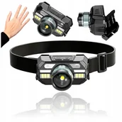 Latarki - MOCNA LATARKA CZOŁOWA LED AKUMULATOROWA ZOOM USB CZUJNIK RUCHU CZOŁÓWKA - miniaturka - grafika 1
