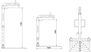 HYLDROBLE Widły do palet grzebieniowe - do wyboru łącznik między rotatorem a widłami (udźwig: 2 T, długość wideł: 1000mm, robocza: 170cm) 80879960 - Wyposażenie gospodarstwa rolnego - miniaturka - grafika 3