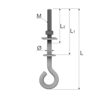 Inne akcesoria elektryczne - Śruba hakowa M16 x 450 mm, AN-100G/OG/ - miniaturka - grafika 1