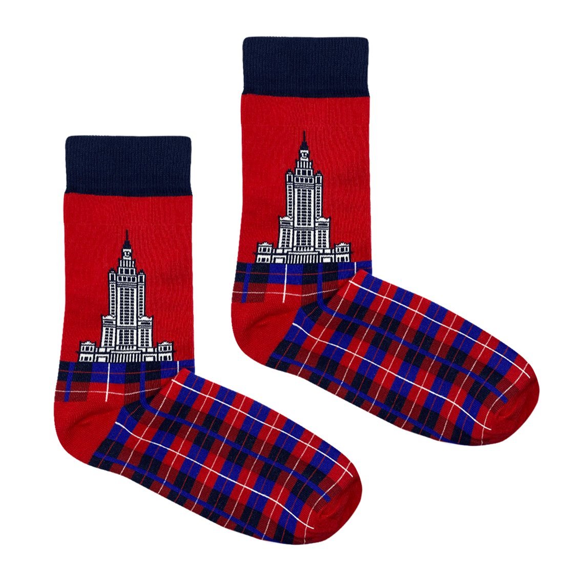 Skarpetki Pałac Kultury Kratka Czerwona-42-46