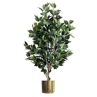 Sztuczne drzewka - Leaf Realistyczne sztuczne drzewo z doniczką, mieszane materiały, ciemne krzaczaste złoto Ficus, 100 cm - miniaturka - grafika 1