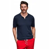 Koszulki męskie - Koszulka męska polo z klasycznym splotem - granatowa V1 OM-POSS-0159 r. S - miniaturka - grafika 1