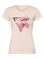Koszulki i topy damskie - GUESS - T-shirt damski, różowy - miniaturka - grafika 1