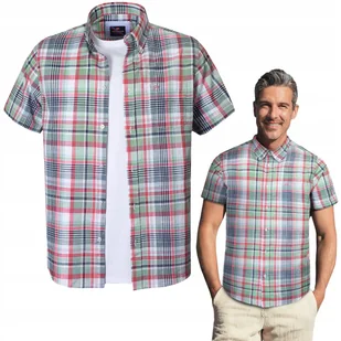 KOSZULA Męska w KRATKĘ z Krótkim Rękawem REGULAR FIT Bawełna L Pako Jeans - Koszule męskie - miniaturka - grafika 1