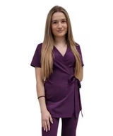 Marynarki i żakiety damskie - Żakiet kopertowy, tunika fiolet basic premium roz. XL - miniaturka - grafika 1