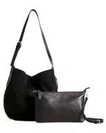 Torebki damskie - Desigual Womens BOLS_CROCHET LEATHER BAXT Shoulder Bag, Black, One Size - miniaturka - grafika 1
