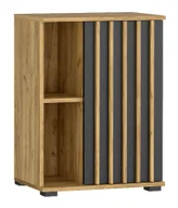 Meble do przedpokoju - Stojąca Szafka Z Lamelami Dąb Craft + Czarny K1-N97 - miniaturka - grafika 1