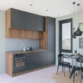 Meble kuchenne - Zestaw mebli kuchennych Shiran 2 11 el. 240 cm kolor orzech/szary - miniaturka - grafika 1