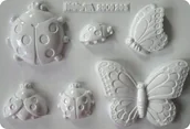 Akcesoria rzeźbiarskie - Forma do odlewów gipsu, biedronki i motylki, 3 elementy - miniaturka - grafika 1