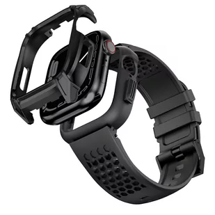 Kingxbar CYF148 2w1 pancerne etui Apple Watch SE, 6, 5, 4 (44 mm) ze stali nierdzewnej z paskiem czarne - Akcesoria do smartwatchy - miniaturka - grafika 3