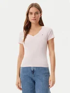 Koszulki i topy damskie - Tommy Jeans T-Shirt DW0DW20458 Różowy Slim Fit - miniaturka - grafika 1