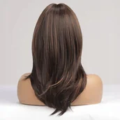 Dodatki do strojów karnawałowych - Emmor Brązowa Peruka Z Blond Pasemkami Dla Kobiet, Długość Do Ramion - miniaturka - grafika 1