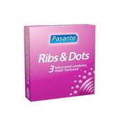 Prezerwatywy - Pasante (UK) Lubrykowane prezerwatywy Pasante - Ribs & Dots (1 op. / 3 szt.) - miniaturka - grafika 1