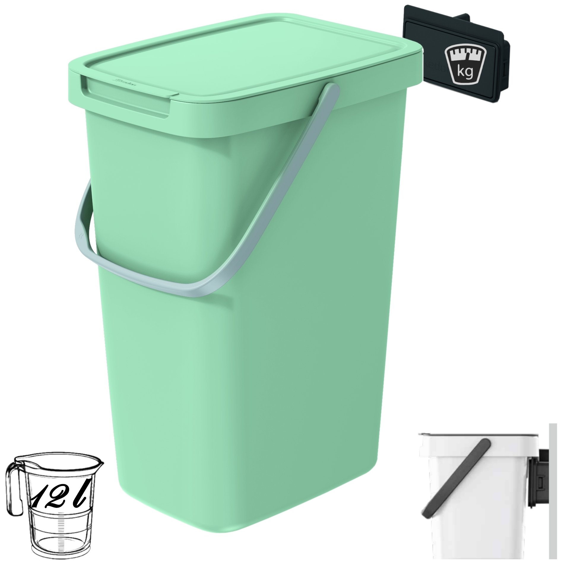 Kosz na pranie Keden SYSTEMA Q COLLECT - jasnozielony 12L