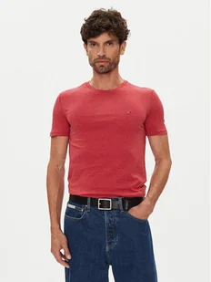 Tommy Jeans T-Shirt Jaspe DM0DM20363 Czerwony Slim Fit - Koszulki męskie - miniaturka - grafika 1