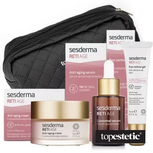 Sesderma Reti Age Set ZESTAW Krem przeciwzmarszczkowy 50 ml + Serum przeciwzmarszczkowe 30 ml + Żel kontur oczu 15 ml + Czarna, duża 1 szt - Zestawy kosmetyków damskich - miniaturka - grafika 1