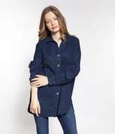 Koszule damskie - Jeansowa koszula oversize z długim rękawem LUNA 6095 DARK USED-L - miniaturka - grafika 1