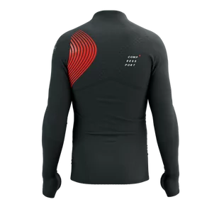 COMPRESSPORT Bluza do biegania męska WINTER TRAIL POSTURAL LS TOP black/red - Bluzy sportowe męskie - miniaturka - grafika 2