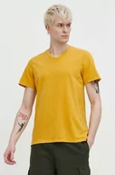Koszulki męskie - Superdry t-shirt bawełniany męski kolor żółty gładki - miniaturka - grafika 1