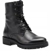 Botki damskie - GEOX HOARA BOTKI KLASYCZNE CZARNE SKÓRZANE 40 6AA - miniaturka - grafika 1