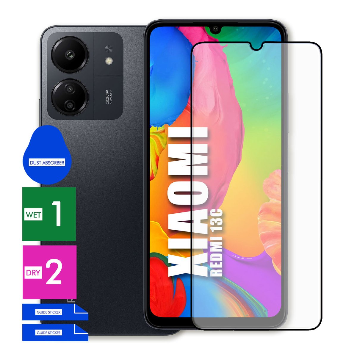SZKŁO OCHRONNE DO XIAOMI REDMI 13C HARTOWANE 9H PEŁNE CAŁY EKRAN 5D