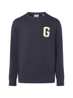 Bluzy męskie - Gant Bluza męska - G Badge Mężczyźni Bawełna niebieski jednolity, M - miniaturka - grafika 1