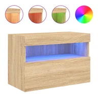 Szafki RTV - vidaXL Ścienna szafka pod telewizor z oświetleniem LED dąb sonoma 60x30x40 cm - miniaturka - grafika 1